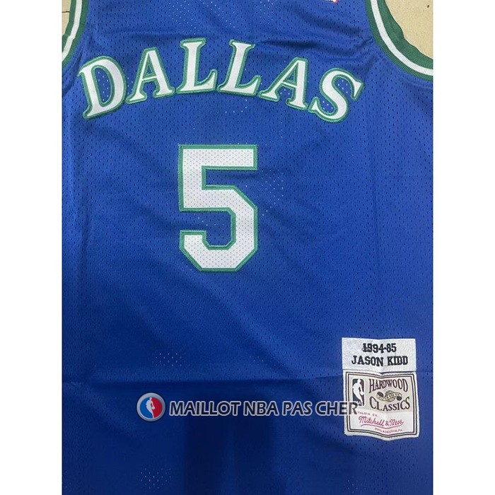 Maillot Dallas Mavericks Jason Kidd NO 5 Mitchell & Ness 1994-95 Bleu